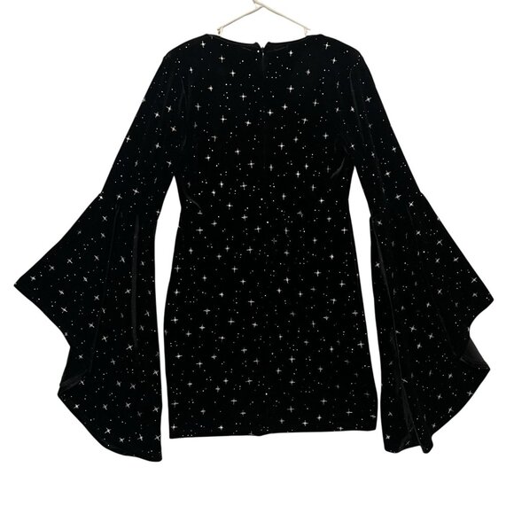 Cider Women’s Black Velvet Dress Size L Stretch Witchy Fairy Grunge Whimsigoth - Picture 2 of 8